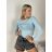 Tričko dlouhý rukáv dámské LATINA (S/M ONE SIZE) ITALSKÁ MÓDA IMPDY2628031/DUR S/M světle zelená