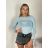 Tričko dlouhý rukáv dámské LATINA (S/M ONE SIZE) ITALSKÁ MÓDA IMPDY2628031/DUR S/M světle zelená