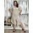 Šaty ľanové košeľové krátky rukáv dámske (S/M/L ONE SIZE) TALIANSKA MODA IM7250001/DU béžová S/M/L