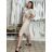 Šaty ľanové košeľové krátky rukáv dámske (S/M/L ONE SIZE) TALIANSKA MODA IM7250001/DU béžová S/M/L