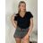 Tričko krátky rukáv dámske (S/M/L ONE SIZE) TALIANSKA MÓDA IMPTI26NG3282/DUR S/M/L čierna