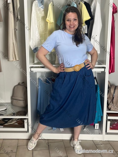 Sukňa dlhá s opaskom dámska JULIA (S/M/L ONE SIZE) TALIANSKA MÓDA IMC2602365/DUR S/M/L tmavo modrá