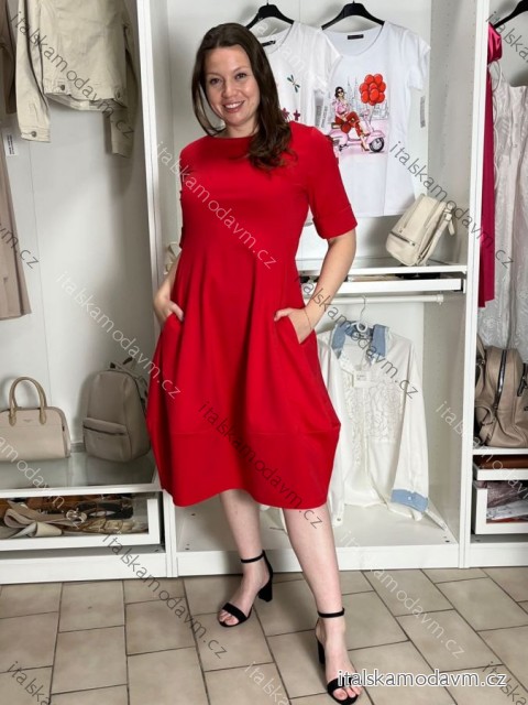 Šaty volnočasové krátky rukáv dámske SARAH (S/M/L ONE SIZE) TALIANSKA MÓDA IM5260002356/DUR S/M/L červená