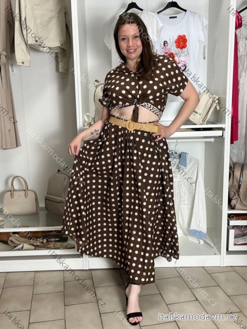 Košeľa puntíkatá krátky rukáv dámska (S/M/L ONE SIZE) TALIANSKA MÓDA IMM26M7512/DUR