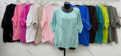 Tunika mušelín 3/4 dlhý rukáv dámska nadrozmer (46/48/50 ONE SIZE) TALIANSKA MÓDA IM426184