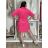Šaty košeľové letné puntíkaté 3/4 rukáv dámske (S/M/L/XL ONE SIZE) TALIANSKA MÓDA IMM26M24081B/DUR¨ S/M/L ružová