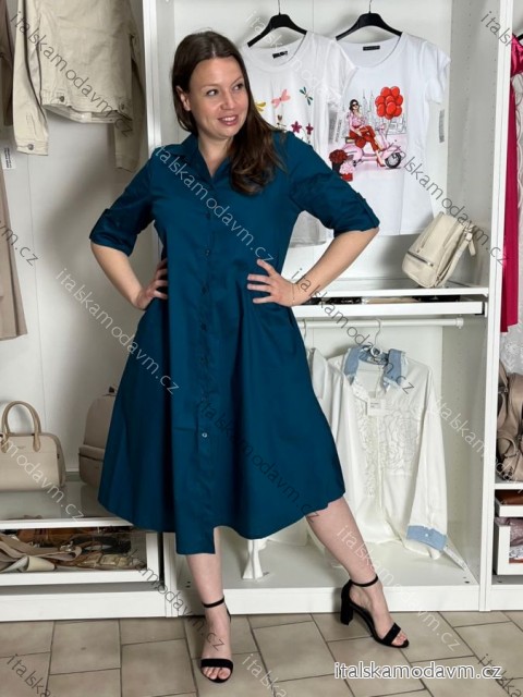 Šaty košeľové 3/4 dlhý rukáv dámske (S/M/L/XL ONE SIZE) TALIANSKA MÓDA IM525057/DUR