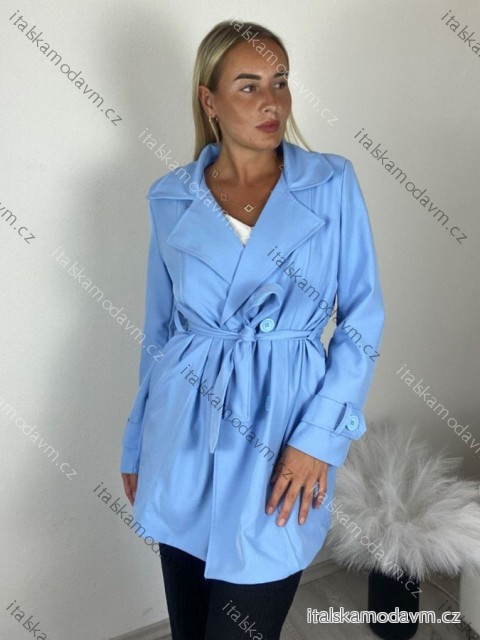 Kabátek slabý s opaskom dlhý rukáv dámsky (S/M/L ONE SIZE) TALIANSKA MÓDA IMPBN2691100/DUR S/M/L svetlo modrá