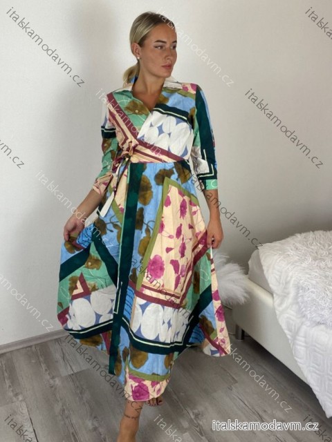 Šaty dlhé košeľové dlouhý rukáv dámske (S/M/L ONE SIZE) TALIANSKA MÓDA IMM2612152-1/DUR