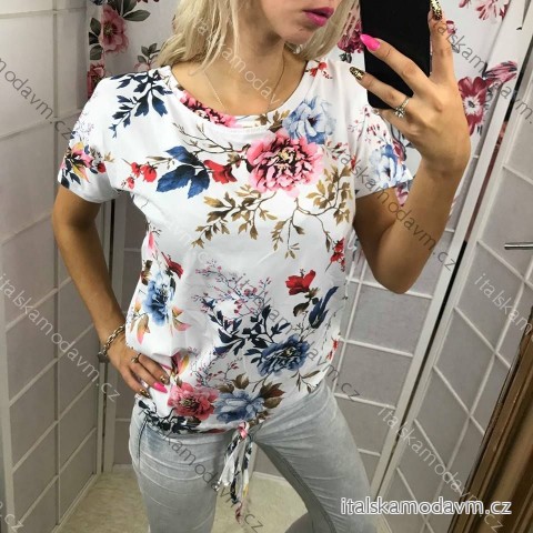 Tričko s krátkym rukávom dámske kvetované (uni sl) TALIANSKÁ MÓDA IM518143/DUR