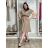 Šaty košilové s páskem dlhý rukáv dámske (S/M/L ONE SIZE) TALIANSKA MÓDA IMD260000357/DUR S/M/L hnedá