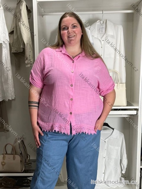 Košeľa predĺžená letná 3/4 dlhý rukáv dámska nadrozmer CAMILIE (54/56/58 ONE SIZE) TALIANSKA MÓDA IM426090
