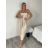 Šaty dlhé elegantní na ramínka dámske SARA (S/M/L ONE SIZE) TALIANSKA MÓDA IMPKM266804/DUR S/M/L béžová