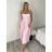 Šaty dlouhé elegantní na ramínka dámské SARA (S/M/L ONE SIZE) ITALSKÁ MÓDA IMPKM266804/DUR S/M/L růžová světlá