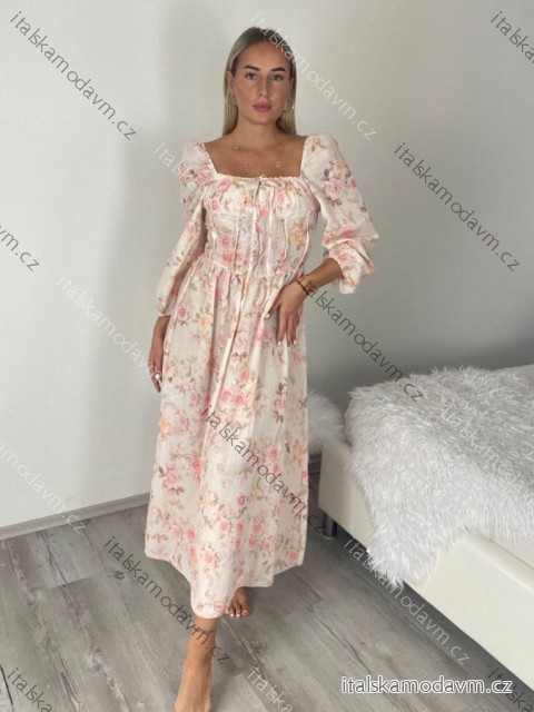 Šaty dlhé letní elegantní na ramínka dámske IRIS (S/M/L ONE SIZE) TALIANSKA MÓDA IMPKM2626098/DUR S/M/L béžová