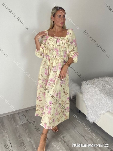Šaty dlhé letní elegantní na ramínka dámske IRIS (S/M/L ONE SIZE) TALIANSKA MÓDA IMPKM2626098/DUR S/M/L žlutá
