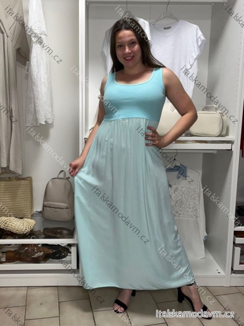 Šaty  letní bez rukávu dámské Bella (S/M/L ONE SIZE) ITALSKÁ MÓDA IMSM25BELLA/DR S/M/L mintová světlá