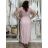 Šaty dlouhé letní žebrované krátký rukáv dámské Maria-M (XS/S/M/L ONE SIZE) ITALSKÁ MÓDA IMSM25128/DUR sv. růžová S/M/L