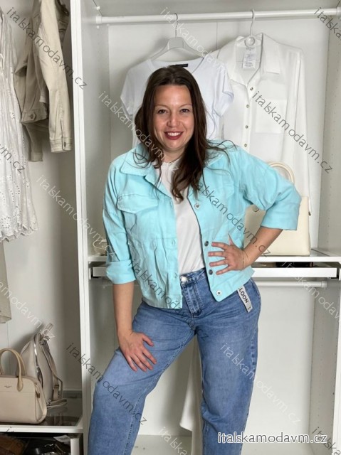 Bunda lehká  oversize dlouhý rukáv dámská RURU (S/M/L/XL ONE SIZE) ITALSKÁ MÓDA IMWTM260004/DUR S/M/L tyrkysová