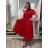 Šaty letní elegantní krátký rukáv dámské (S/M/L ONE SIZE) ITALSKÁ MÓDA IM526023156/DUR S/M/L červená