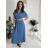 Šaty dlhé elegantné letné s opaskom krátky rukáv dámske Luka (M/L/XL ONE SIZE) TALIANSKA MÓDA IMD25084