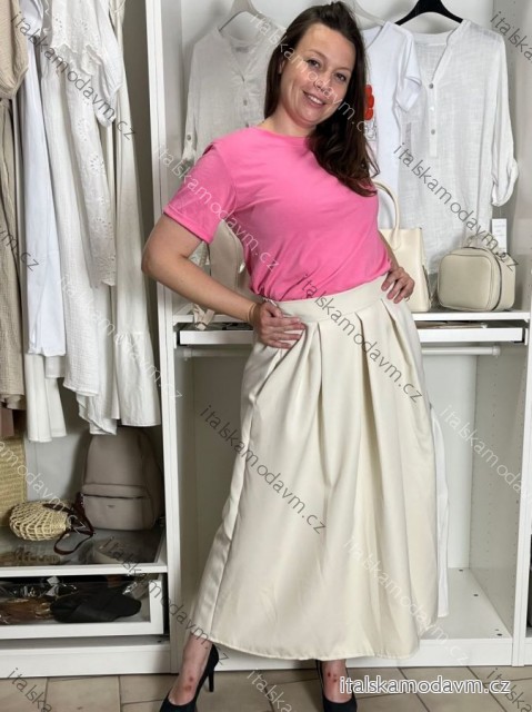 Tričko krátký rukáv dámské NELA (S/M/L ONE SIZE) ITALSKÁ MÓDA IMD26037/DUR S/M/L  středně růžová