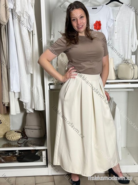 Tričko krátky rukáv dámske NELA (S/M/L ONE SIZE) TALIANSKA MÓDA IMD26045/DUR S/M/L hnedá