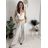 Kalhoty letní s páskem dámské TERNA  (S/M/L ONE SIZE) ITALSKÁ MÓDA IM426001356/DUR S/M/L světle béžová