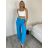 Kalhoty letní s páskem dámské TERNA  (S/M/L ONE SIZE) ITALSKÁ MÓDA IM426001356/DUR modrá S/M/L