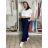 Kalhoty letní s páskem dámské TERNA  (S/M/L ONE SIZE) ITALSKÁ MÓDA IM426001356/DUR tm. modrá S/M/L