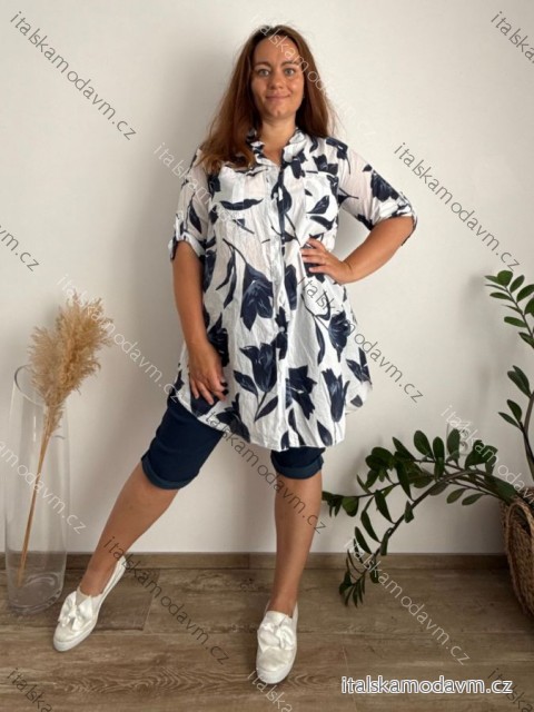 Košeľa prodloužená 3/4 rukáv dámska nadrozměr SUMMER (44/46/48 ONE SIZE) TALIANSKA MóDA IMSM2605235-1/DUR