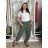 Nohavice lněné volnočasové dámske (S/M/L ONE SIZE) TALIANSKA MÓDA IMSM26001238/DUR S/M/L zelená khaki