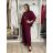 Komplet elegantní Tunika oversize krátky rukáv a kalhoty dámske AMI (S/M/L ONE SIZE) TALIANSKA MÓDA IMM267304/DUR S/M/L vínová