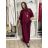 Komplet elegantní Tunika oversize krátky rukáv a kalhoty dámske AMI (S/M/L ONE SIZE) TALIANSKA MÓDA IMM267304/DUR S/M/L vínová