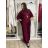 Komplet elegantní Tunika oversize krátky rukáv a kalhoty dámske AMI (S/M/L ONE SIZE) TALIANSKA MÓDA IMM267304/DUR S/M/L vínová