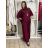 Komplet elegantní Tunika oversize krátky rukáv a kalhoty dámske AMI (S/M/L ONE SIZE) TALIANSKA MÓDA IMM267304/DUR S/M/L vínová