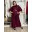 Komplet elegantní Tunika oversize krátky rukáv a kalhoty dámske AMI (S/M/L ONE SIZE) TALIANSKA MÓDA IMM267304/DUR S/M/L vínová