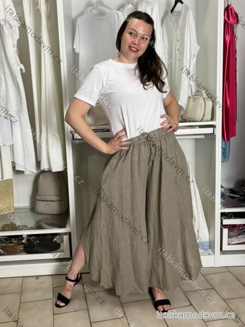 Nohavice lněné letní dlouhé dámske (S/M/L ONE SIZE) TALIANSKA MÓDA IMSM26001240/DUR