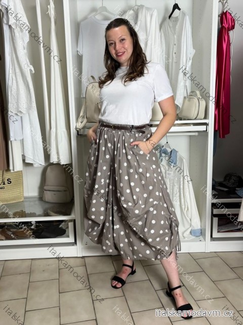 Nohavice puntíkaté s páskem dámske (S/M/L ONE SIZE) TALIANSKA MÓDA IMSM265057/DUR S/M/L hnedá
