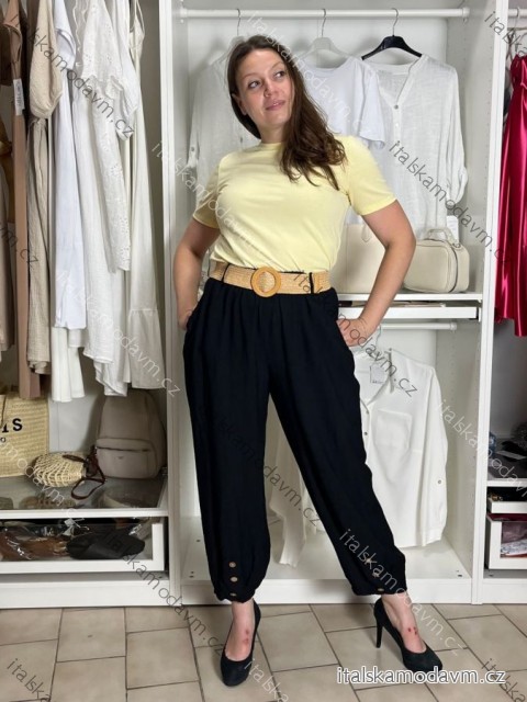 Nohavice letní s opaskom dámske (S/M/L ONE SIZE) TALIANSKA MÓDA IM4260013564/DUR S/M/L čierna