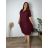 Šaty lněné letné krátky rukáv dámske nadrozmer MaRTA (52/54/56 ONE SIZE) IMPSM251011/DUR  červená tehlová