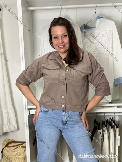 Bunda lehká oversize dlhý rukáv dámska WIVI (S/M/L /XL ONE SIZE) TALIANSKA MÓDA IMWBG260001/DUR S/M/L tmavo béžová