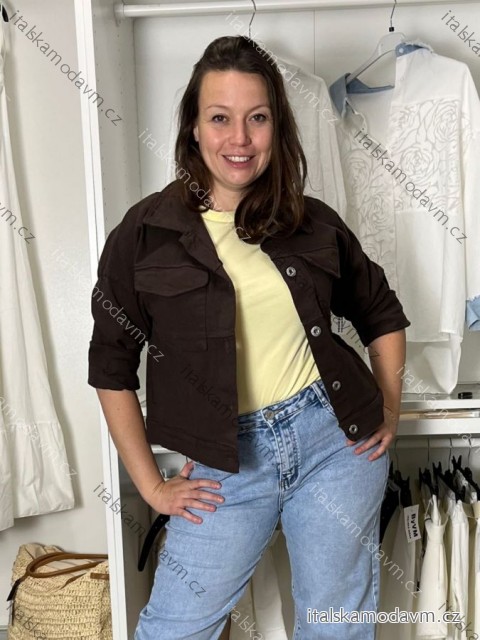 Bunda lehká oversize dlhý rukáv dámska WIVI (S/M/L /XL ONE SIZE) TALIANSKA MÓDA IMWBG260001/DUR S/M/L tmavo hnedá