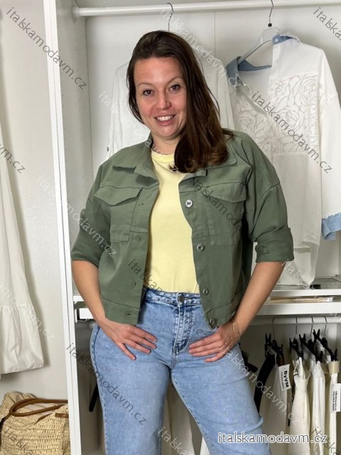 Bunda lehká  oversize dlouhý rukáv dámská WIVI  (S/M/L/XL ONE SIZE) ITALSKÁ MÓDA IMWBG260001/DUR S/M/L zelená khaki