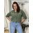 Bunda lehká  oversize dlouhý rukáv dámská WIVI  (S/M/L/XL ONE SIZE) ITALSKÁ MÓDA IMWBG260001/DUR S/M/L zelená khaki