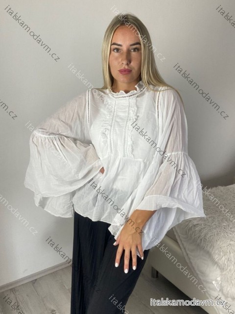 Tunika elegantní dlouhý rukáv dámská (S/M/L ONE SIZE) ITALSKá MODA IMSM26000333/DUR S/M/L bílá