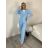 Súprava/komplet elegantné sako a nohavice dlhé dámska (S/M ONE SIZE) TALIANSKA MÓDA IMD23162/DUR S / M svetlo modrá