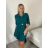Šaty košeľové 3/4 dlhý rukáv dámske (S/M/L ONE SIZE) TALIANSKA MÓDA IMD2623232/DUR S/M/L modrá petrolejová