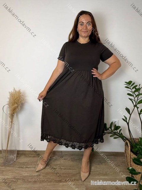 Šaty dlhé letné krátky rukáv dámske nadrozmer ANNIE (44/46/48 ONE SIZE) TALIANSKA MÓDA IM426185/DUR