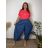Nohavice dlhé letné dámske nadrozměr INES (42/44/46 ONE SIZE) TALIANSKA MÓDA IMSM260002/DUR m. modrá 42/44/46